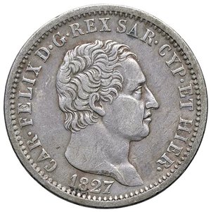 obverse: SAVOIA - Carlo Felice (1821-1831) - Lira 1827 T Pag. 102; Mont. 95  AG. BB+