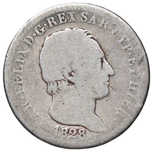 obverse: SAVOIA - Carlo Felice (1821-1831) - Lira 1828 T (P) Pag. 104a; Mont. 98  AG. qMB