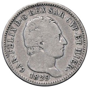 obverse: SAVOIA - Carlo Felice (1821-1831) - Lira 1829 G Pag. 105; Mont. 102  AG. MB