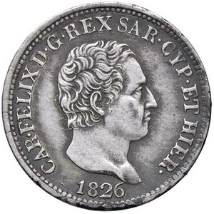 obverse: SAVOIA - Carlo Felice (1821-1831) - 50 Centesimi 1826 G Pag. 112; Mont. 112 RR AG. qBB