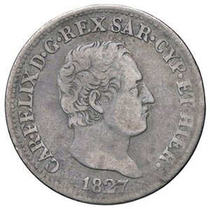 obverse: SAVOIA - Carlo Felice (1821-1831) - 50 Centesimi 1827 G Pag. 114; Mont. 114  AG. meglio di MB