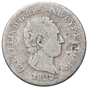 obverse: SAVOIA - Carlo Felice (1821-1831) - 50 Centesimi 1827 T Pag. 115; Mont. 113  AG. B/MB