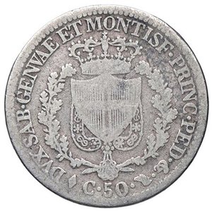 reverse: SAVOIA - Carlo Felice (1821-1831) - 50 Centesimi 1827 T Pag. 115; Mont. 113  AG. B/MB