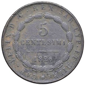 reverse: SAVOIA - Carlo Felice (1821-1831) - 5 Centesimi 1826 T (L) Pag. 127; Mont. 130  CU. BB