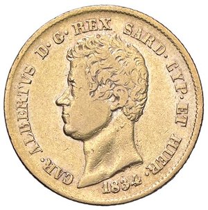 obverse: SAVOIA - Carlo Alberto (1831-1849) - 20 Lire 1834 G Pag. 179; Mont. 50  (AU g. 6,42). MB-BB