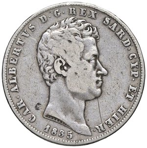 obverse: SAVOIA - Carlo Alberto (1831-1849) - 5 Lire 1835 G Pag. 237; Mont. 113  AG. meglio di MB