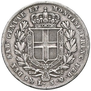 reverse: SAVOIA - Carlo Alberto (1831-1849) - 5 Lire 1835 G Pag. 237; Mont. 113  AG. meglio di MB