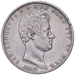 obverse: SAVOIA - Carlo Alberto (1831-1849) - 5 Lire 1843 G Pag. 253; Mont. 129  AG  Colpetti. BB