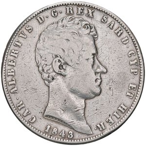 obverse: SAVOIA - Carlo Alberto (1831-1849) - 5 Lire 1843 G Pag. 253; Mont. 129  AG. MB