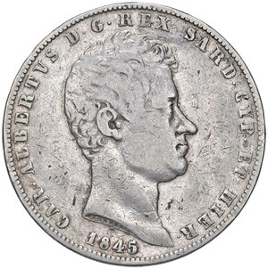 obverse: SAVOIA - Carlo Alberto (1831-1849) - 5 Lire 1845 G Pag. 257; Mont. 133  AG. meglio di MB