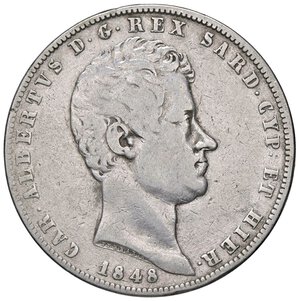 obverse: SAVOIA - Carlo Alberto (1831-1849) - 5 Lire 1848 G Pag. 263; Mont. 139  AG. meglio di MB