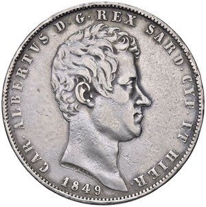 obverse: SAVOIA - Carlo Alberto (1831-1849) - 5 Lire 1849 G Pag. 265; Mont. 141  AG  Colpetti. qBB