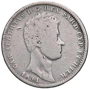 obverse: SAVOIA - Carlo Alberto (1831-1849) - Lira 1831 T Pag. 291; Mont. 165 RR AG. qMB