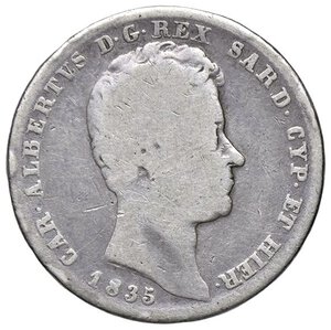 obverse: SAVOIA - Carlo Alberto (1831-1849) - Lira 1835 G Pag. 297; Mont. 173 R AG. qMB