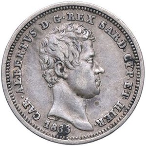 obverse: SAVOIA - Carlo Alberto (1831-1849) - 25 Centesimi 1833 T Pag. 332; Mont. 206 R AG. BB