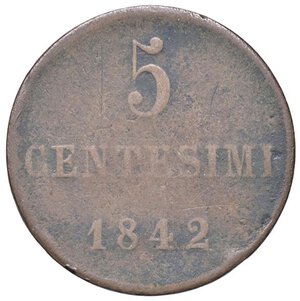 reverse: SAVOIA - Carlo Alberto (1831-1849) - 5 Centesimi 1842 T Pag. 334; Mont. 209 R CU. MB