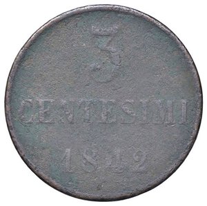 reverse: SAVOIA - Carlo Alberto (1831-1849) - 3 Centesimi 1842 T Pag. 335; Mont. 210 R CU. MB