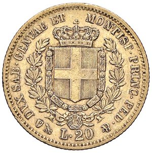 reverse: SAVOIA - Vittorio Emanuele II (1849-1861) - 20 Lire 1859 G Pag. 354; Mont. 23  (AU g. 6,44). BB