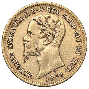 obverse: SAVOIA - Vittorio Emanuele II (1849-1861) - 20 Lire 1859 G Pag. 354; Mont. 23  (AU g. 6,44). BB