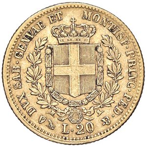 reverse: SAVOIA - Vittorio Emanuele II (1849-1861) - 20 Lire 1859 G Pag. 354; Mont. 23  (AU g. 6,44). BB