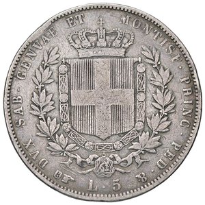 reverse: SAVOIA - Vittorio Emanuele II (1849-1861) - 5 Lire 1850 T Pag. 371; Mont. 40 RR AG  Colpi. MB