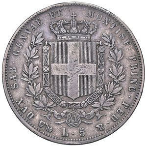 reverse: SAVOIA - Vittorio Emanuele II (1849-1861) - 5 Lire 1852 G Pag. 374; Mont. 45 R AG  Colpetto. qBB