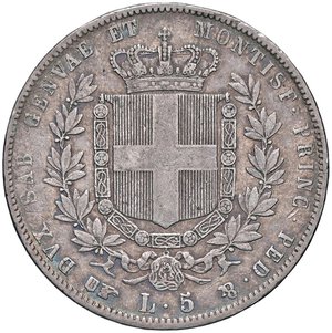 reverse: SAVOIA - Vittorio Emanuele II (1849-1861) - 5 Lire 1860 T Pag. 389; Mont. 60 RR AG. BB