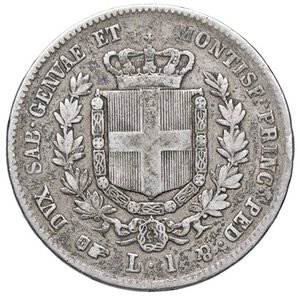 reverse: SAVOIA - Vittorio Emanuele II (1849-1861) - Lira 1853 T Pag. 406; Mont. 78 R AG  Colpetto. meglio di MB