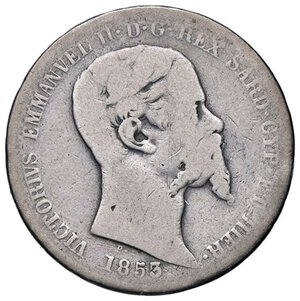 obverse: SAVOIA - Vittorio Emanuele II (1849-1861) - Lira 1853 T Pag. 406; Mont. 78 R AG. B