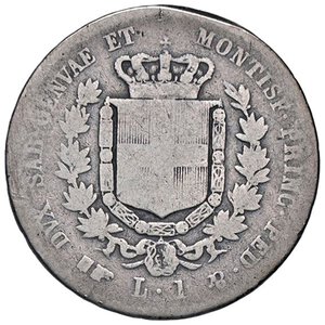 reverse: SAVOIA - Vittorio Emanuele II (1849-1861) - Lira 1853 T Pag. 406; Mont. 78 R AG. B