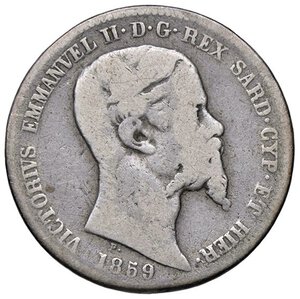 obverse: SAVOIA - Vittorio Emanuele II (1849-1861) - Lira 1859 M Pag. 413; Mont. 87 R AG. qMB