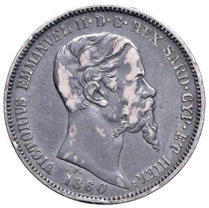 obverse: SAVOIA - Vittorio Emanuele II (1849-1861) - Lira 1860 M Pag. 416; Mont. 90  AG. MB+/qBB