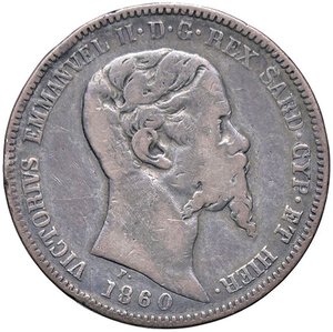 obverse: SAVOIA - Vittorio Emanuele II (1849-1861) - Lira 1860 M Pag. 416; Mont. 90  AG. MB