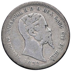 obverse: SAVOIA - Vittorio Emanuele II (1849-1861) - 50 Centesimi 1852 T Pag. 420; Mont. 93 R AG. MB