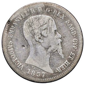 obverse: SAVOIA - Vittorio Emanuele II (1849-1861) - 50 Centesimi 1857 T Pag. 424; Mont. 98 RR AG. MB