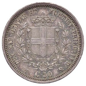 reverse: SAVOIA - Vittorio Emanuele II (1849-1861) - 50 Centesimi 1860 M Pag. 427; Mont. 102  AG  Bella patina. qSPL/SPL