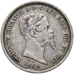 obverse: SAVOIA - Vittorio Emanuele II (1849-1861) - 50 Centesimi 1860 M Pag. 427; Mont. 102  AG. qBB