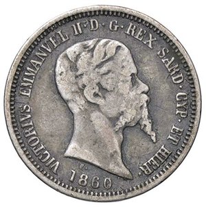 obverse: SAVOIA - Vittorio Emanuele II (1849-1861) - 50 Centesimi 1860 M Pag. 427; Mont. 102  AG. meglio di MB