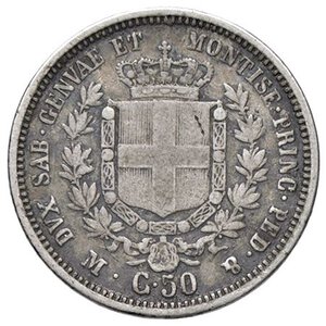 reverse: SAVOIA - Vittorio Emanuele II (1849-1861) - 50 Centesimi 1860 M Pag. 427; Mont. 102  AG. meglio di MB