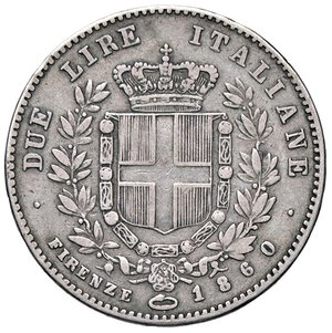 reverse: SAVOIA - Vittorio Emanuele II Re eletto (1859-1861) - 2 Lire 1860 F Pag. 436; Mont. 112 R AG. MB/qBB