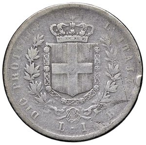 reverse: SAVOIA - Vittorio Emanuele II Re eletto (1859-1861) - Lira 1859 B Pag. 438; Mont. 110 R AG. qMB