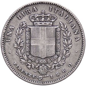 reverse: SAVOIA - Vittorio Emanuele II Re eletto (1859-1861) - Lira 1860 F Pag. 441a; Mont. 117  AG Mano con scettro e titolatura oltre la barba. meglio di MB