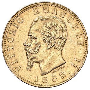 obverse: SAVOIA - Vittorio Emanuele II Re d Italia (1861-1878) - 20 Lire 1862 T Pag. 456; Mont. 132  (AU g. 6,45). SPL