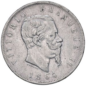 obverse: SAVOIA - Vittorio Emanuele II Re d Italia (1861-1878) - 5 Lire 1864 N Pag. 485; Mont. 166 R AG  Colpo. meglio di MB