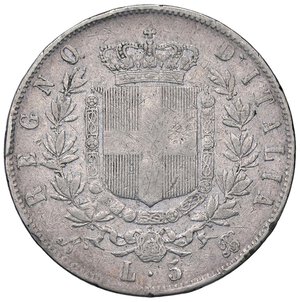 reverse: SAVOIA - Vittorio Emanuele II Re d Italia (1861-1878) - 5 Lire 1864 N Pag. 485; Mont. 166 R AG  Colpo. meglio di MB