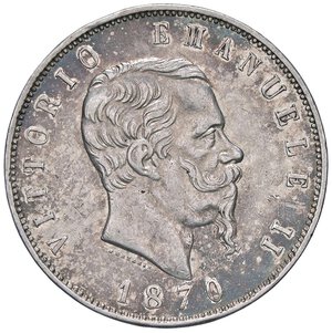 obverse: SAVOIA - Vittorio Emanuele II Re d Italia (1861-1878) - 5 Lire 1870 R Pag. 491; Mont. 173 R AG  Colpetto. BB+