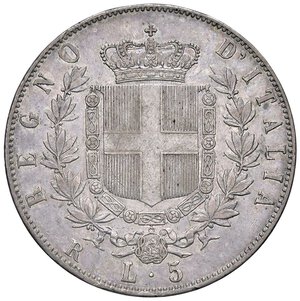 reverse: SAVOIA - Vittorio Emanuele II Re d Italia (1861-1878) - 5 Lire 1872 R Pag. 495; Mont. 179 RR AG  Colpetto. BB+