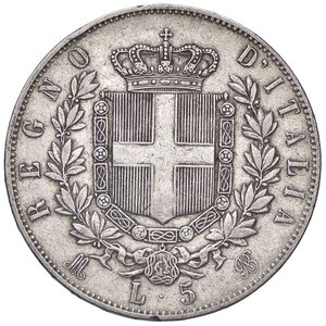 reverse: SAVOIA - Vittorio Emanuele II Re d Italia (1861-1878) - 5 Lire 1874 M Pag. 498; Mont. 182  AG. qBB/BB