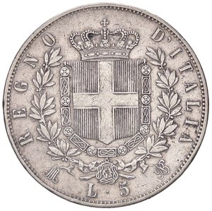 reverse: SAVOIA - Vittorio Emanuele II Re d Italia (1861-1878) - 5 Lire 1874 M Pag. 498; Mont. 182  AG  Colpetto. qBB