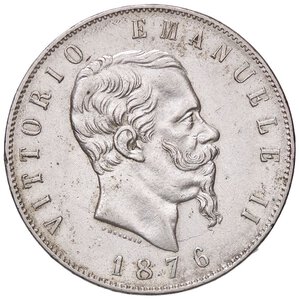 obverse: SAVOIA - Vittorio Emanuele II Re d Italia (1861-1878) - 5 Lire 1876 R Pag. 501; Mont. 188  AG. BB+/qSPL